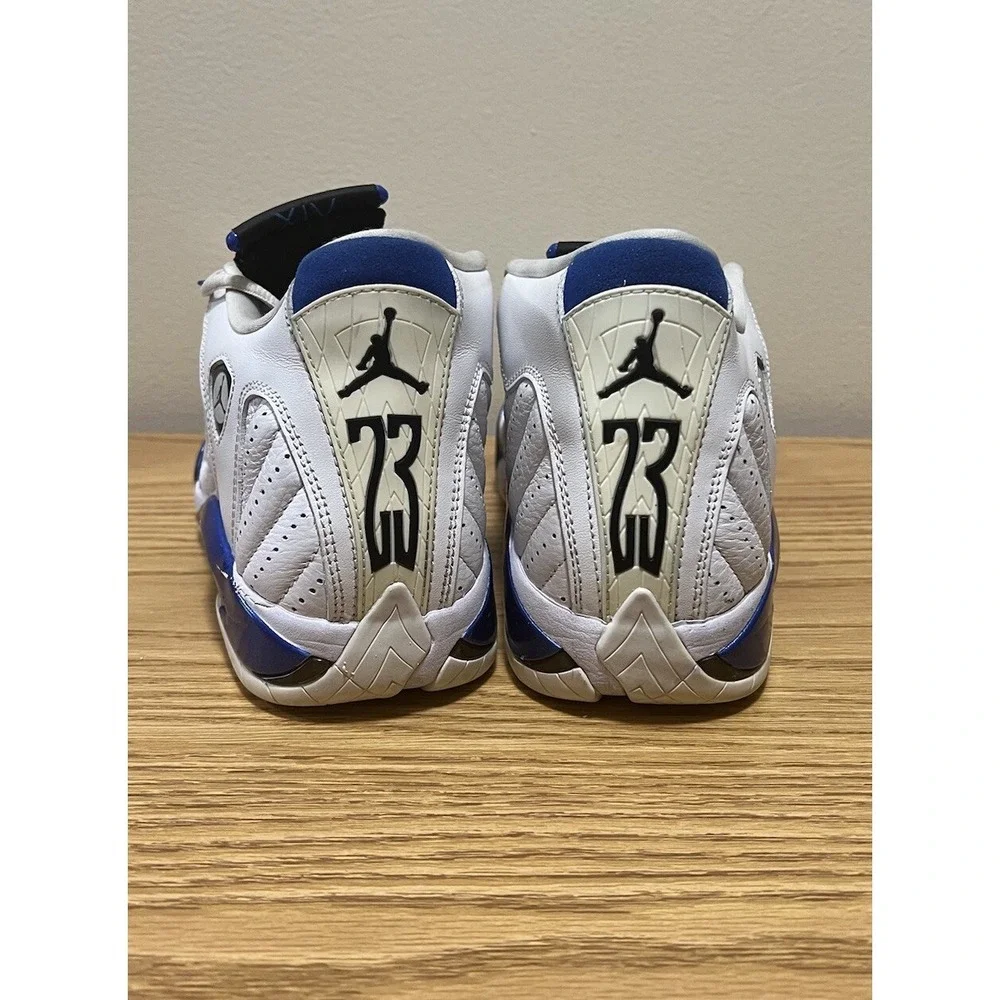 Nike Air Jordan 14 White‎ Hyper Royal Blue size 9 487471-104 OG XIV Retro Shoes